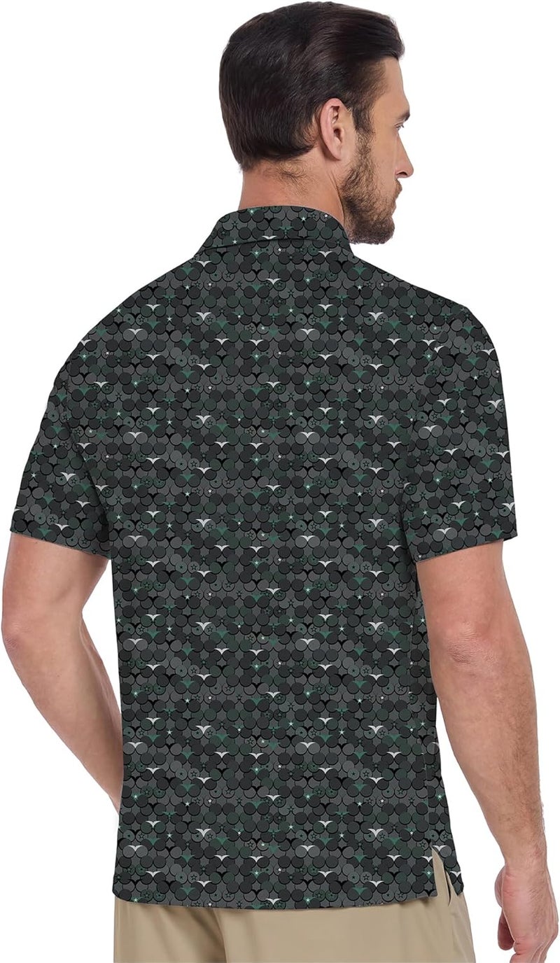 ZITY Men's Golf Shirts Short Sleeve Moisture Wicking Performance Print Patterns Casual Collared Golf Polo Shirt for Men - Image 2